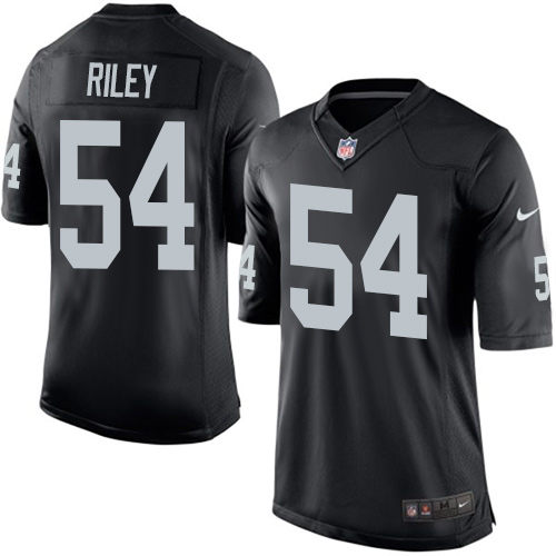 Men's Limited Perry Riley Nike Jersey Black Home - #54 NFL Oakland Raiders